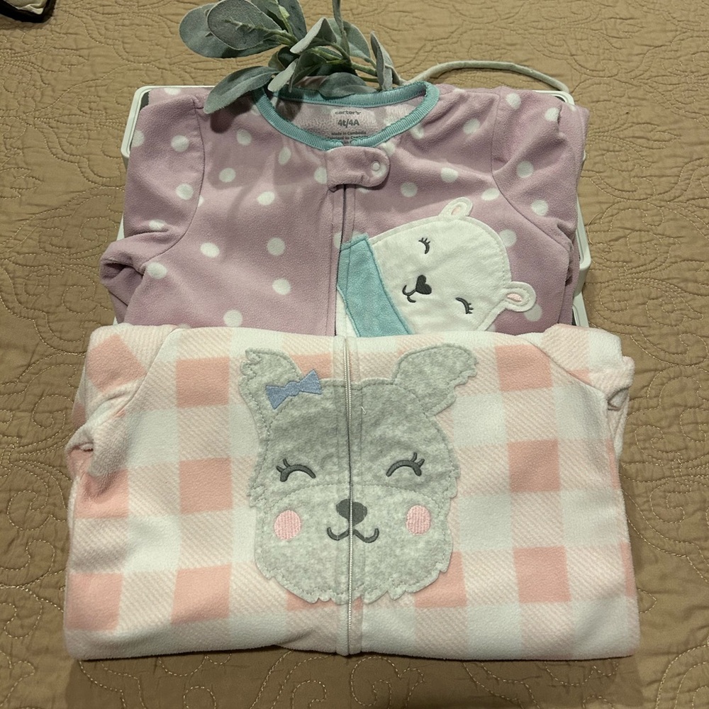 Lot of 2 Carter's Fleece Footie Pajamas